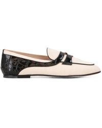 Tod's - Croc-Effect T-Logo Loafers - Lyst