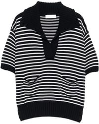Roberto Collina - V-Neck Short-Sleeve Striped Knitted Sweater - Lyst