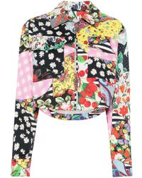 Moschino Jeans - Graphic-print Zipped Cropped Jacket - Lyst