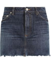 Dolce & Gabbana - Frayed Mini Denim Skirt - Lyst