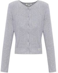Sporty & Rich - Cardigan Boutonné En Maille Pointelle - Lyst