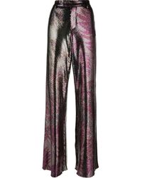 Etro - Printed Micro Plates Palazzo Trousers - Lyst