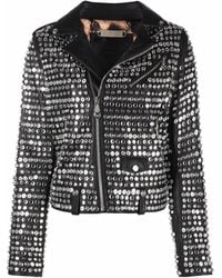 Philipp Plein - Crystal-Embellished Leather Jacket - Lyst