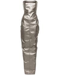 Rick Owens - Robe longue gris acier en denim enduit - Lyst