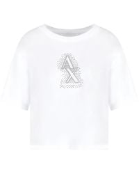 ARMANI EXCHANGE - T-Shirt Mit Logo-Stickerei - Lyst