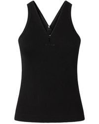 Pinko - Rib-Knit Tank Top With V-Neck And Logo - Lyst