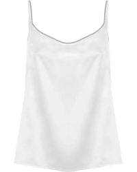 Panicale - Beaded-Trim Silk Top - Lyst