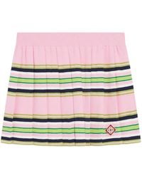CASABLANCA - Pleated Mini Skirt With Striped Pattern - Lyst