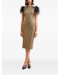 Gemy Maalouf - Sequined Feather Midi Dress - Lyst