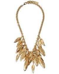 Chloé - Leaf-Pendant Pearl-Embellished Necklace - Lyst