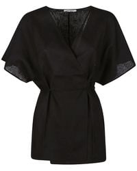 hinnominate - Wrap-Style Linen Shirt - Lyst