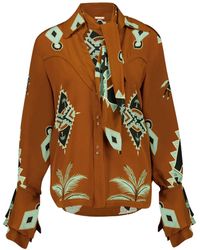 Johanna Ortiz - Geometric-Print V-Neck Shirt - Lyst