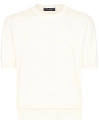 Dolce & Gabbana - Silk Jacquard Round-Neck Sweater With Dg Logo - Lyst