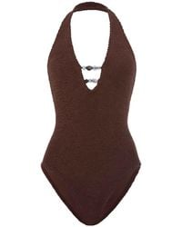Hunza G - Adriana Beaded Swim Metallic Crinkle - Lyst