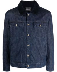 Dondup - Fleece-collar Button-up Denim Jacket - Lyst