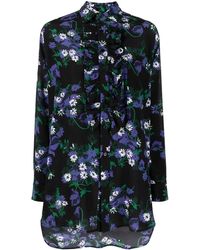 Plan C - Seidenhemd Mit Blumen-Print - Lyst