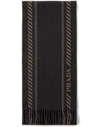 Prada - Schal Mit Logo-Stickerei - Lyst