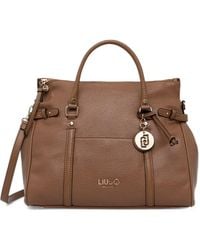 Liu Jo - Logo-Plaque Pebbled-Effect Tote Bag - Lyst