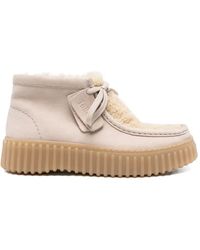 Clarks - Torhill Shearling-Panel Lace-Up Boots - Lyst
