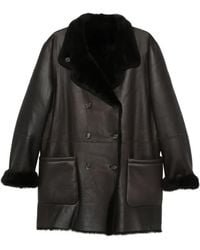 Giorgio Armani - Double-Breasted Shearling Coat - Lyst