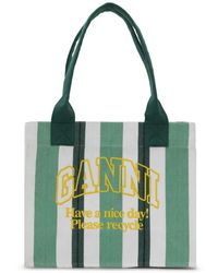 Ganni - Organic Cotton Striped Tote Bag - Lyst