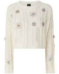Pinko - Jewel Details Openwork Sweater - Lyst