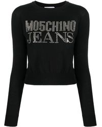 Moschino Jeans - Rhinestone-embellished Wool-blend Jumper - Lyst