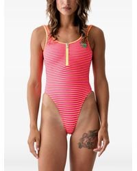 Banana Moon - Calypsea Striped Zip-Front Swimsuit - Lyst