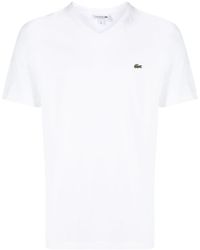 Lacoste - Logo-Patch V-Neck T-Shirt - Lyst