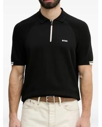 BOSS - Zip-Fastening Raglan-Sleeve Polo Shirt - Lyst