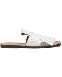 Marni - Fringed Leather Flat Sandals - Lyst