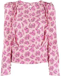 Isabel Marant - Silk Blend Blouse With Graphic Print - Lyst