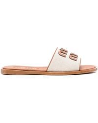 Miu Miu - Sandali Slides Con Logo - Lyst