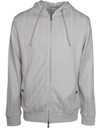Eleventy - Striped Zip-Up Hoodie - Lyst