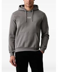 EA7 - Logo-Print Drawstring Hoodie - Lyst