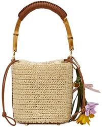 Self-Portrait - Bamboo-Handle Raffia Shoulder Bag - Lyst