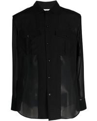 Saint Laurent - Camisa translúcida de seda de manga larga - Lyst