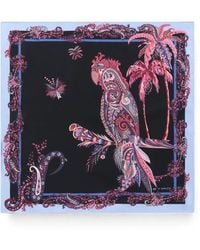 Etro - Silk Pocket Square With Parrot And Paisley Print - Lyst