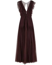 Elisabetta Franchi - Ruffled V-Neck Maxi Dress - Lyst