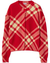 Burberry - Check-pattern Button-up Cardigan - Lyst