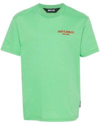 Just Cavalli - Camiseta con logo de tejido afelpado - Lyst