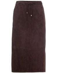 Max Mara - Drawstring-Waist Suede Midi Skirt - Lyst