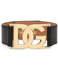 Dolce & Gabbana - Calfskin Bracelet With Dg Logo - Lyst