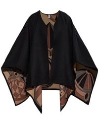 Ferragamo - Patterned Cashmere-Blend Poncho - Lyst