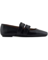 Emporio Armani - Buckle-Strap Ballet Flats - Lyst