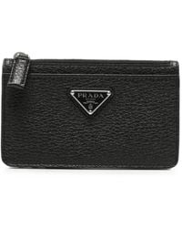 Prada - Logo-Plaque Leather Cardholder - Lyst