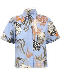 Marella - Camisa Fruncida Con Estampado Marino - Lyst