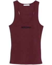 Patrizia Pepe - Logo-Embroidered Ribbed Tank Top - Lyst