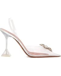 AMINA MUADDI - 95Mm Rosie Crystal-Bow Slingback Pumps - Lyst