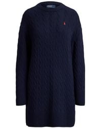 Polo Ralph Lauren - Robe Courte En Maille Torsadée À Logo Brodé - Lyst